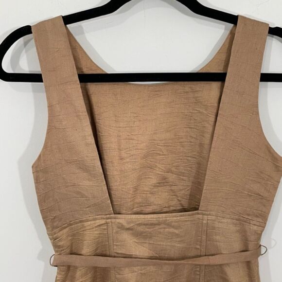 Robert Rodriguez Size 2 Brown Linen Blend Eyelet Lace Sleeveless A-Line Dress - Picture 4 of 10